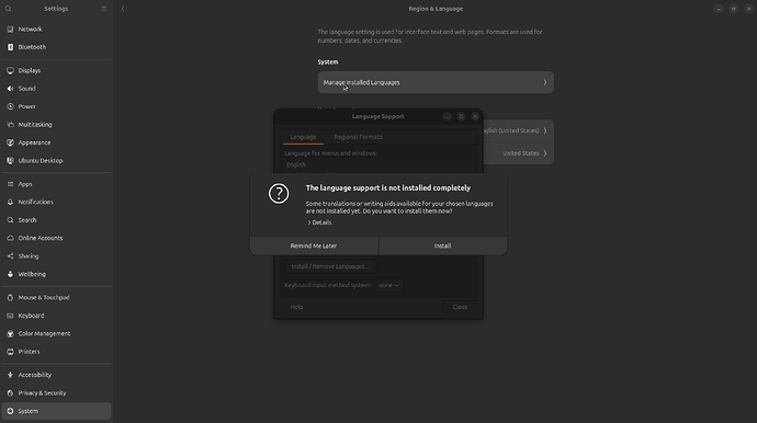 manageinstalled languagesinstall